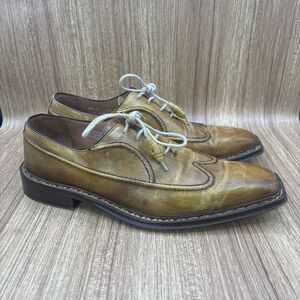 Soulier Men’s Dress Oxford Square Toe Leather Yellow Brown Italy EU 43 / Mens 10
